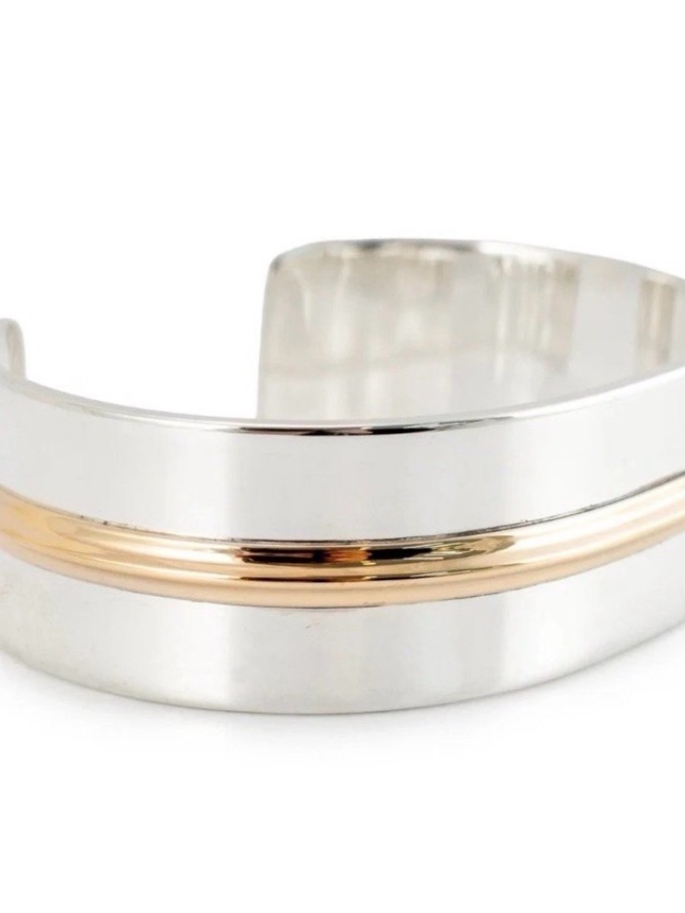 James Avery 14K Gold Center & 925 Sterling Sleek Bangle Camino Bracelet Cuff 42g